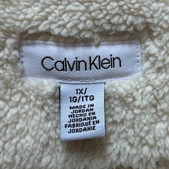 Calvin Klein Off White Zip Up Sherpa Vest Size 1X - Picture 4 of 8